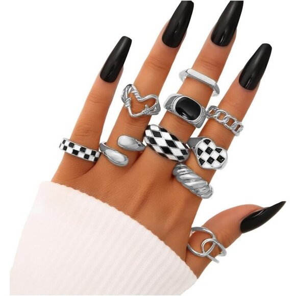 💫 Women Silver Knuckle Ring 18K Plated Open Stacking Adjustable Chunky Rings - Picture 1 of 9